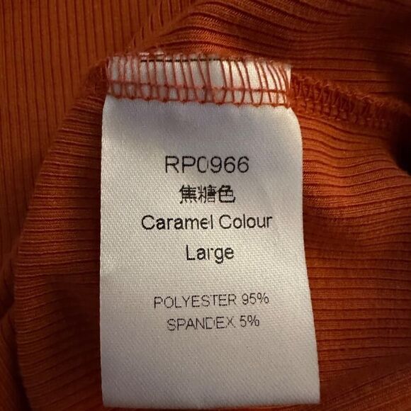 Orange Long sleeve turtle neck T-shirt with attached face mask - NOWT L - Picture 11 of 12